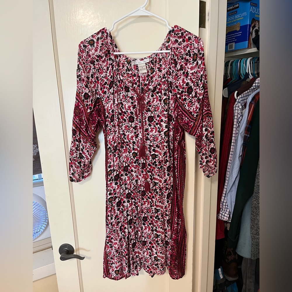 Floral Red and White Women's Dress